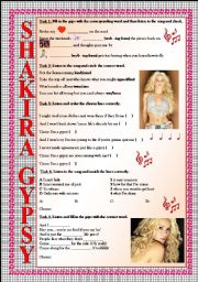 Shakira Gypsy (LISTENING tasks, FULLY EDITABLE and with KEY included)