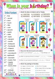 Dates - ordinal numbers:  When is your birthday?