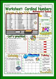 Worksheet: Cardinal Numbers from 1 to 100 (Exercise + Bingo + Oral )
