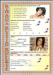 English Worksheet: Rihanna Russian Roulette LISTENING song-based activity (FULLY EDITABLE AND KEY INCLUDED!!!)