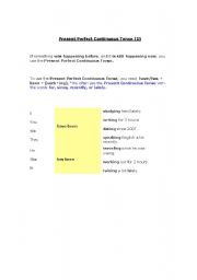 English worksheet: Present Perfect Continuous Tense 