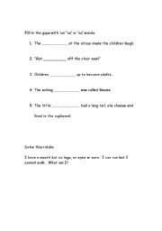 English Worksheet: oa ow and ou spelling practise