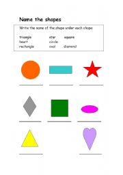 English worksheet: Name the shapes