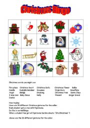 English Worksheet: Christmas Bingo / caller 