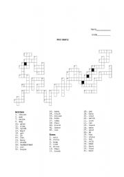 English worksheet: Past simple crossword