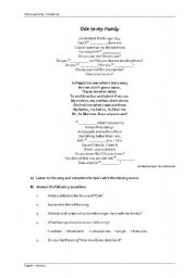 English Worksheet: Ode to my Family