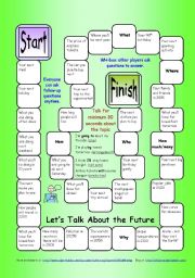 English Worksheet: Board Game: Lets Talk about the Future