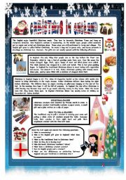 English Worksheet: CHRISTMAS AROUND THE WORLD - PART 4 - ENGLAND (B&W VERSION INCLUDED) - READING COMPREHENSION