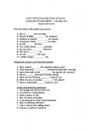 English Worksheet: worksheet on preposition