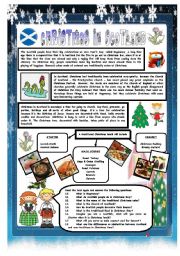 CHRISTMAS AROUND THE WORLD - PART 5 - SCOTLAND (B&W VERSION INCLUDED) - READING COMPREHENSION