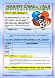 Sports and equipment - speaking practice