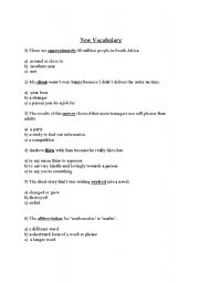 English Worksheet: Vocabulary