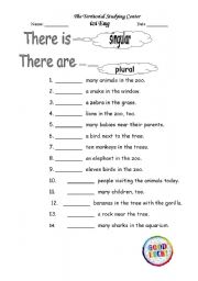 English Worksheet: there ia there are 