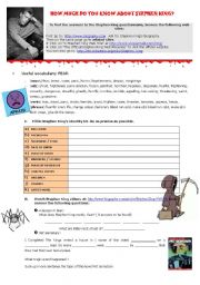 English Worksheet: HOW MUCH DO YOU KNOW ABOUT STEPHEN KING?