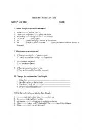 English worksheet: written test