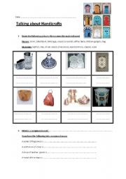 English worksheet: talking about handicrafts