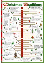 English Worksheet: Christmas traditions crossword