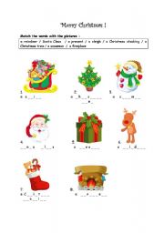 English Worksheet: Merry Christmas - Matching