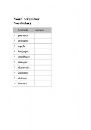 English worksheet: Word scrambled