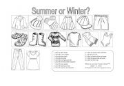 clothes for summer or winter 2 pages esl worksheet by emilycalder