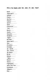 English worksheet: subject pronouns