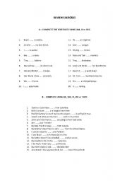 English Worksheet: Review Exercises - AM, IS, ARE + PERSONAL PRONOUNS + PLURALS