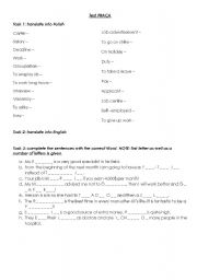 English worksheet: Test Work