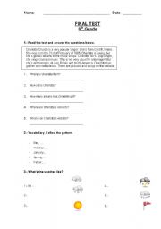 English Worksheet: Final Test