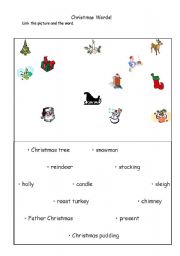 English worksheet: Christmas link the picture and the word