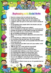 English Worksheet: Rephrasing with Modal Verbs