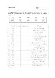 English Worksheet: Compound Nouns