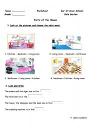 English Worksheet: house part