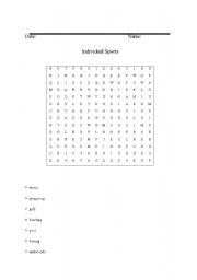English Worksheet: sports puzzle