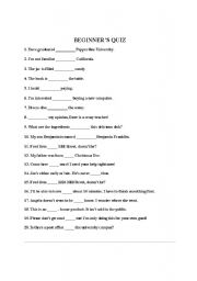 English worksheet: Beginners Preposition Quiz