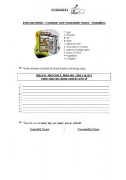 English worksheet: Food and drinks / Countable and Uncountable Nouns / Quantifiers