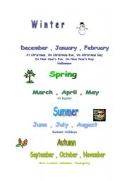 English worksheet: seasons and months
