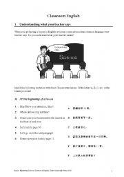English worksheet: Classroom Language