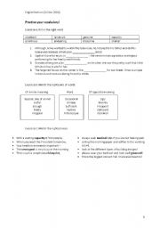English worksheet: Vocabulary exercise