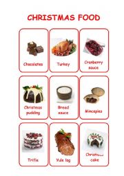 CHRISTMAS FLASHCARDS (set 3 - foods) - ESL worksheet by proflp