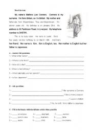 English Worksheet: English test