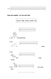 English Worksheet: zoo animals