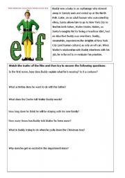 English Worksheet: Elf trailer activity