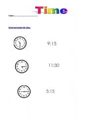 English worksheet: time