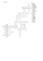 English worksheet: objects crossword