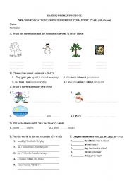 English Worksheet: exam for 6th graders