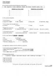 English Worksheet: an exam for 8th grades