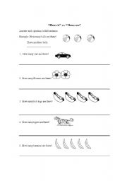 English Worksheet: There is v.s there are