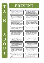 English Worksheet: Present tenses - 18 conversation cards (editable)