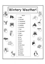 English Worksheet: Wintery Weather match