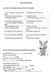 English Worksheet: LAST CHRISTMAS SONG